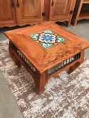 Mesa de centro 0,50 x 0,50 x 0,40 altura com metal nas laterais e ladrilho no tampo cod  46