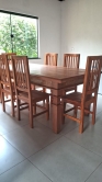 Conjunto de mesa de 2 x 1 m com 6 cadeiras ripadas cod 125